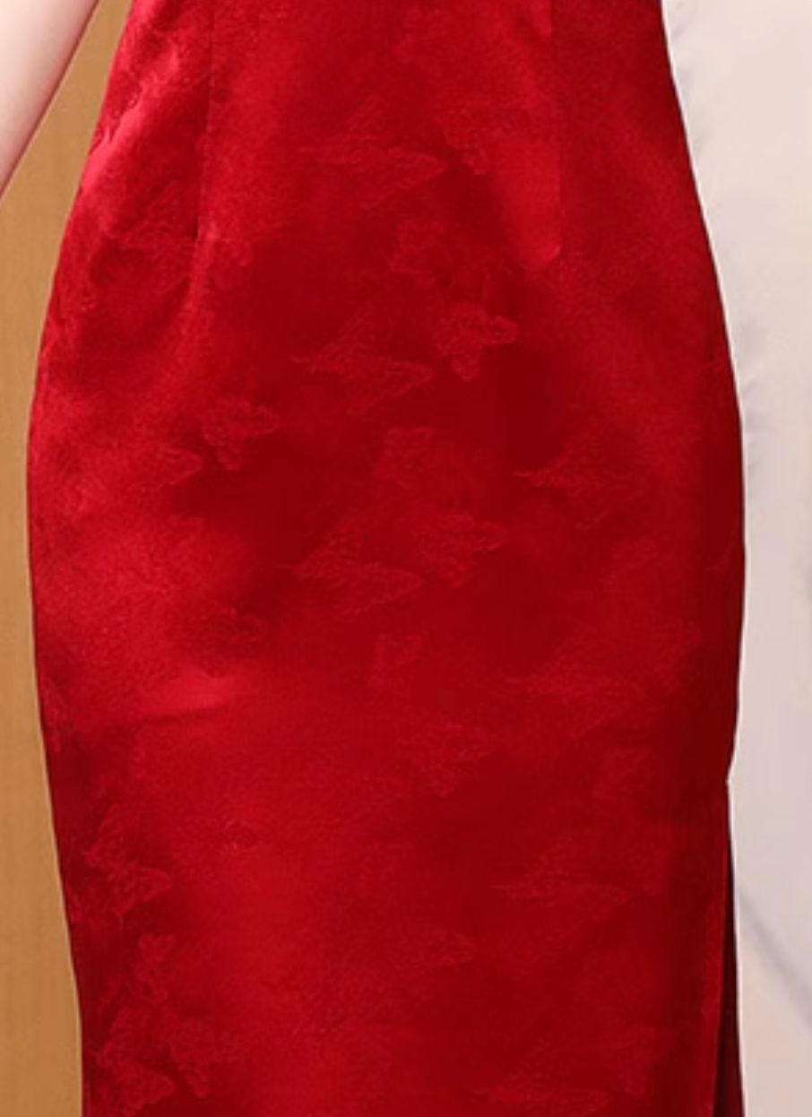 Modern Embroidered Qipao Dress – Elegant Red Wedding Style (2025 New Arrival)
